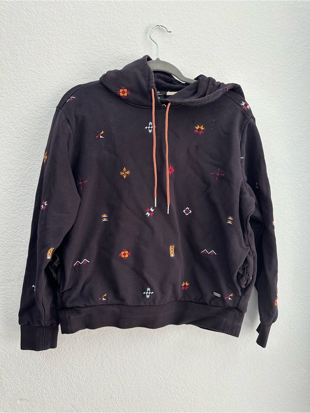 Scotch & Soda Embroidered Hoodie Planet Love Southwestern Navy Blue Pullover S